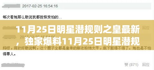 独家揭秘,11月25日明星潜规则内幕大曝光,光环背后的神秘故事一网打尽!