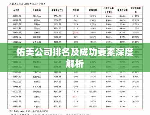 佑美公司排名及成功要素深度解析
