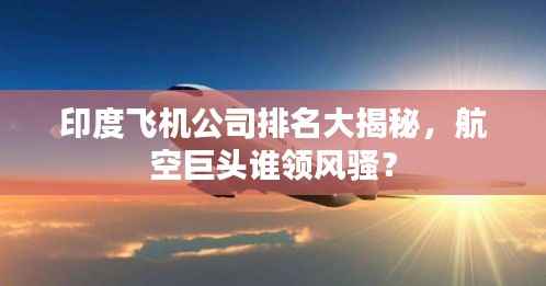 印度飞机公司排名大揭秘,航空巨头谁领风骚?